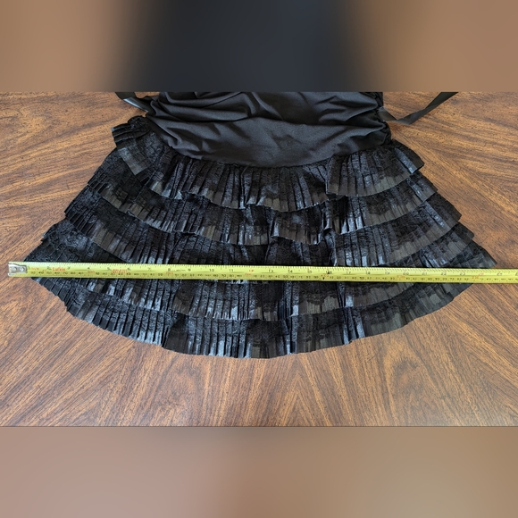Vintage Y2K Lissa Paris Dress, Black Sleeveless Mini Bodycon w Ruffle Skirt - Picture 12 of 14